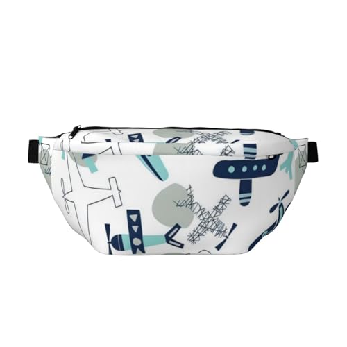 QGWDYYJQ Flugzeug-bedruckte Umhängetasche, Hüfttasche, Reisetasche, Schwarz , Einheitsgröße von QGWDYYJQ