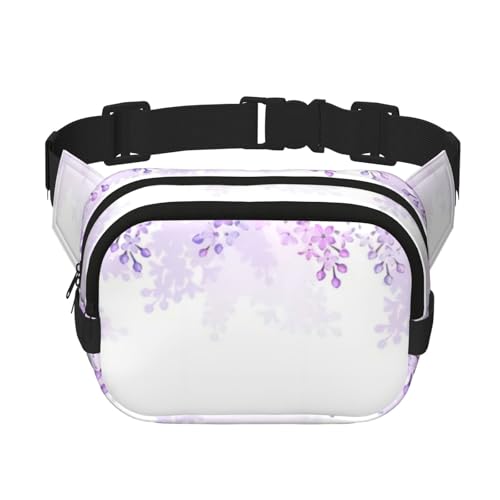 QGWDYYJQ Framing Hüfttasche mit lila Blumen in Blüte, quadratisch, doppellagig, Hüfttasche, Reisetasche, Schwarz , Einheitsgröße von QGWDYYJQ