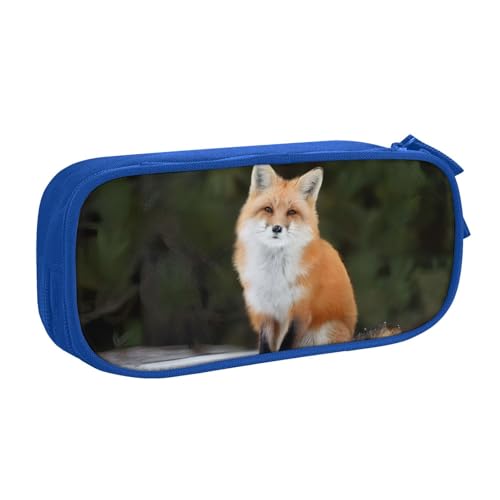 QGWDYYJQ Funny Fox Bedrucktes Federmäppchen Schreibwarenetui Tragbarer Organizer, blau, Einheitsgröße, Münztasche von QGWDYYJQ