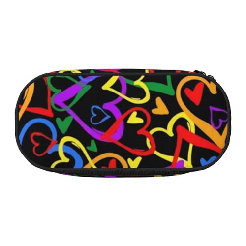 QGWDYYJQ Gay Pride Federmäppchen mit Regenbogen-Druck, Schreibwaren-Organizer, tragbares Federmäppchen, Schwarz , Einheitsgröße, Münztasche von QGWDYYJQ