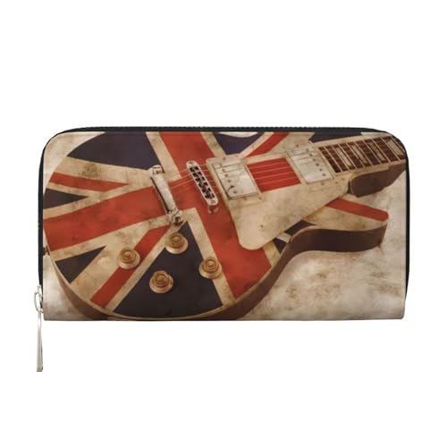 QGWDYYJQ Geldbörse mit britischer Flagge, bedruckt, echtes Leder, tragbare Geldbörse mit Reißverschluss, Schwarz , Einheitsgröße von QGWDYYJQ