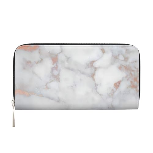 QGWDYYJQ Geldbörse mit weißem Marmor, Rotgold, bedruckt, echtes Leder, tragbare Geldbörse mit Reißverschluss, Schwarz , Einheitsgröße von QGWDYYJQ