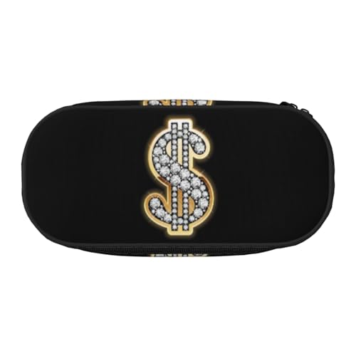 QGWDYYJQ Goldenes Federmäppchen mit Dollarzeichen, bedrucktes Federmäppchen, Schreibwaren-Organizer, tragbares Federmäppchen, Schwarz , Einheitsgröße, Münztasche von QGWDYYJQ