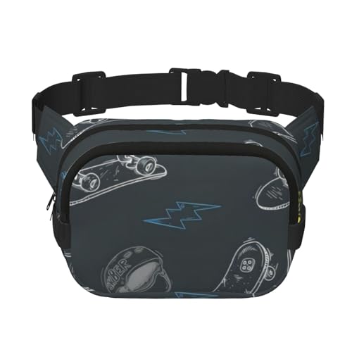 QGWDYYJQ Graffiti Skateboard bedruckte quadratische doppellagige Hüfttasche Hüfttasche Reisetasche, Schwarz , Einheitsgröße von QGWDYYJQ