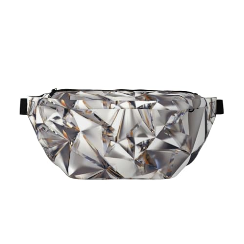 QGWDYYJQ Gürteltasche mit abstraktem Glitzerstein-Kristallmuster, bedruckte Umhängetasche, Hüfttasche, Reisetasche, Schwarz , Einheitsgröße von QGWDYYJQ
