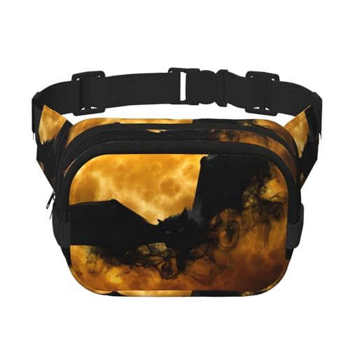 QGWDYYJQ Halloween Fledermaus bedruckte quadratische doppellagige Hüfttasche Hüfttasche Reisetasche, Schwarz , Einheitsgröße von QGWDYYJQ