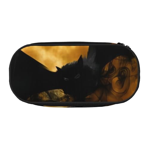 QGWDYYJQ Halloween Fledermaus bedrucktes Federmäppchen, Schreibwaren-Organizer, tragbares Federmäppchen, Schwarz , Einheitsgröße, Münztasche von QGWDYYJQ