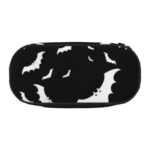 QGWDYYJQ Halloween Fliegende Fledermäuse Bedrucktes Federmäppchen Schreibwaren Organizer Tragbares Federmäppchen, Schwarz , Einheitsgröße, Münztasche von QGWDYYJQ