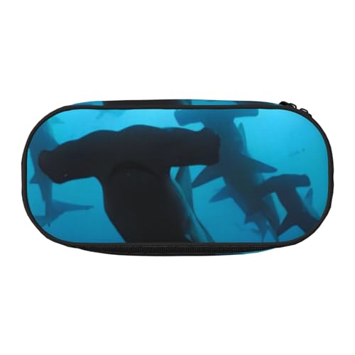 QGWDYYJQ Hammerhead Sharks Bedrucktes Federmäppchen Schreibwaren-Organizer, tragbares Federmäppchen, Schwarz , Einheitsgröße, Münztasche von QGWDYYJQ