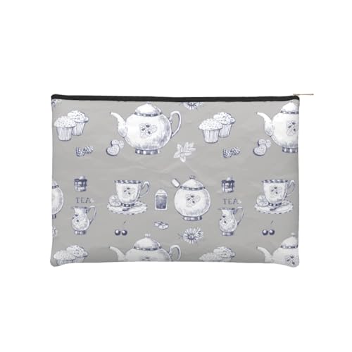 QGWDYYJQ Handgezeichnete Teekannen und Tassen, bedrucktes Papier, wiederverwendbare Kosmetiktasche, Make-up-Tasche, Aufbewahrungstasche QGWDYYJQ Handgezeichnete Teekannen und Tassen, bedrucktes Papier, wiederverwendbare Kosmetiktasche, Make-up-Tasche, Aufbewahrungstasche von QGWDYYJQ