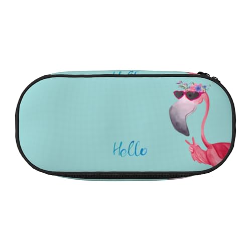 QGWDYYJQ Hello Glasses Federmäppchen mit Flamingo-Druck, Schreibwaren-Organizer, tragbares Federmäppchen, Schwarz , Einheitsgröße, Münztasche von QGWDYYJQ