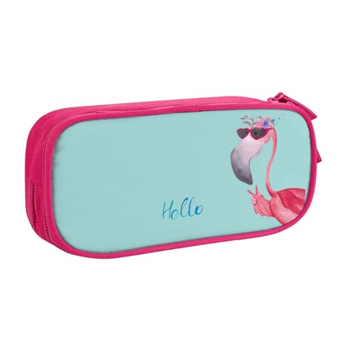 QGWDYYJQ Hello Glasses Federmäppchen mit Flamingo-Motiv, Schreibwaren-Etui, tragbarer Organizer, rose, Einheitsgröße, Münztasche von QGWDYYJQ