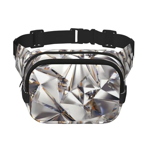 QGWDYYJQ Hüfttasche mit glitzerndem abstraktem Diamant-Kristallmuster, bedruckt, quadratisch, doppellagig, Hüfttasche, Reisetasche, Schwarz , Einheitsgröße von QGWDYYJQ