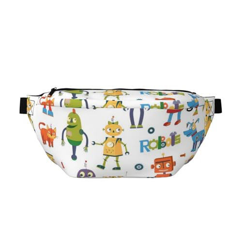 QGWDYYJQ Hüfttasche mit niedlichem Cartoon-Roboter, bedruckt, Schwarz , Einheitsgröße von QGWDYYJQ