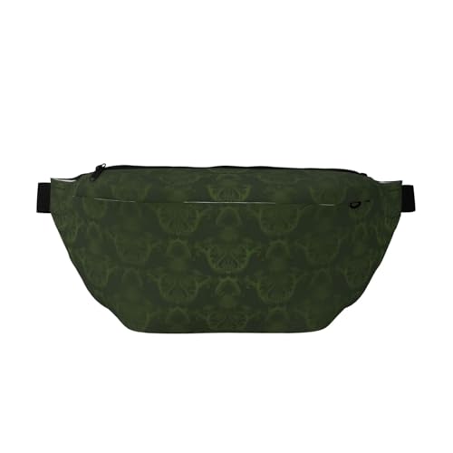 QGWDYYJQ Hunter Green Floral Petals Pattern Printed Crossbody Waist Pack Waist Bag Travel Bag, Schwarz , Einheitsgröße von QGWDYYJQ