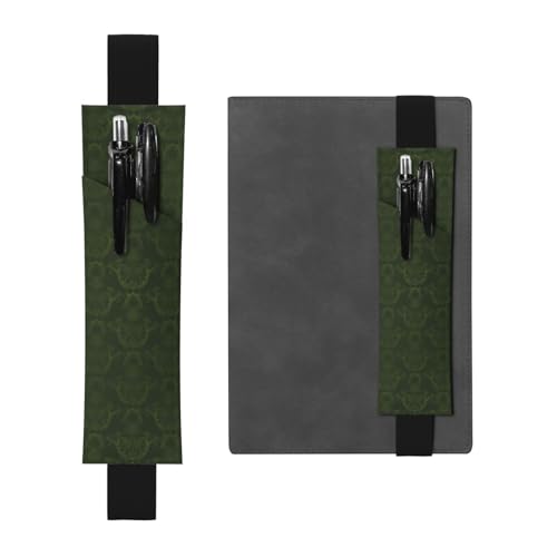 QGWDYYJQ Hunter Green Floral Petals Pattern Printed Leather Pen Holder Bookmark Pencil Bag, Schwarz , Einheitsgröße, Münztasche von QGWDYYJQ