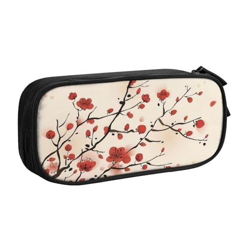 QGWDYYJQ Japanisches Federmappe, Schreibwarenetui, tragbarer Organizer, Pflaume, Schwarz , Einheitsgröße, Münztasche von QGWDYYJQ