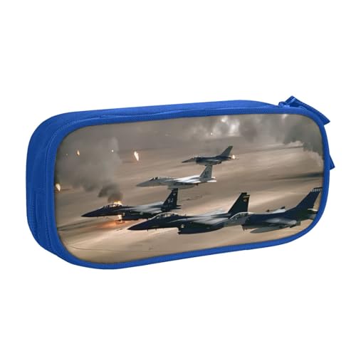 QGWDYYJQ Jet Fighter Bedrucktes Federmäppchen, Schreibwarenetui, tragbarer Organizer, blau, Einheitsgröße, Münztasche von QGWDYYJQ