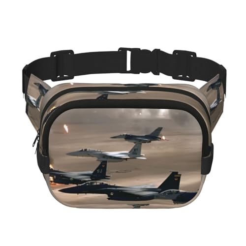 QGWDYYJQ Jet Fighter bedruckte quadratische doppellagige Hüfttasche Hüfttasche Reisetasche, Schwarz , Einheitsgröße von QGWDYYJQ
