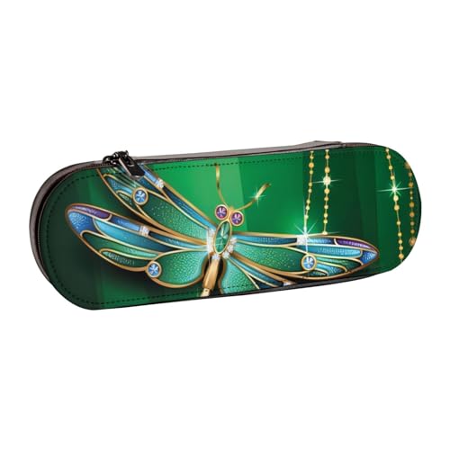 QGWDYYJQ Jewel Libelle bedrucktes Leder-Federmäppchen, Schreibwaren-Organizer, tragbares Federmäppchen von QGWDYYJQ