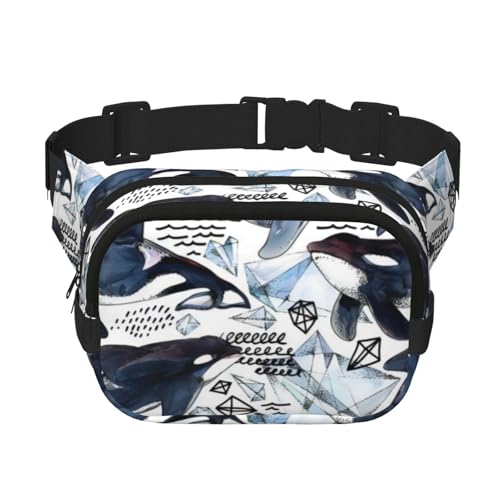QGWDYYJQ Killer Whale bedruckte quadratische doppellagige Hüfttasche Hüfttasche Reisetasche, Schwarz , Einheitsgröße von QGWDYYJQ