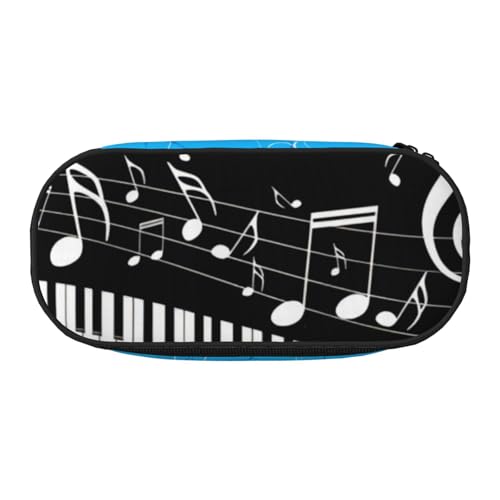QGWDYYJQ Klaviertasten mit Musiknoten bedrucktes Federmäppchen, Schreibwaren-Organizer, tragbares Federmäppchen, Schwarz , Einheitsgröße, Münztasche von QGWDYYJQ