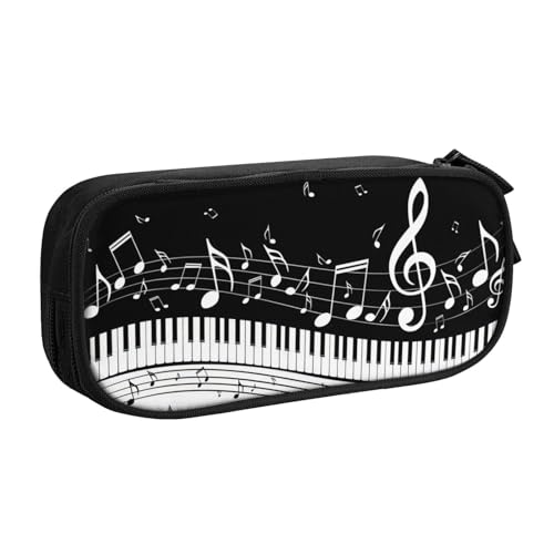 QGWDYYJQ Klaviertasten mit Musiknoten bedrucktes Federmäppchen Schreibwarenetui Tragbarer Organizer, Schwarz , Einheitsgröße, Münztasche von QGWDYYJQ