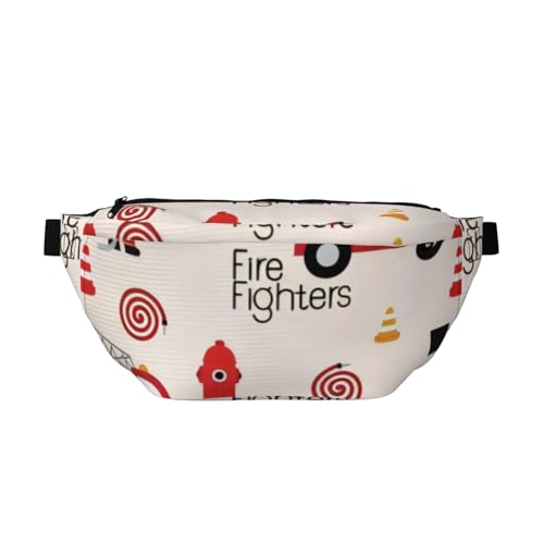 QGWDYYJQ Kleine Jungen und Mädchen in Feuerwehrleuten bedruckte Umhängetasche Hüfttasche Reisetasche, Schwarz , Einheitsgröße von QGWDYYJQ