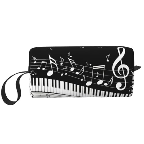 QGWDYYJQ Kleine Make-up-Tasche mit Klaviertasten mit Musiknoten bedruckt von QGWDYYJQ