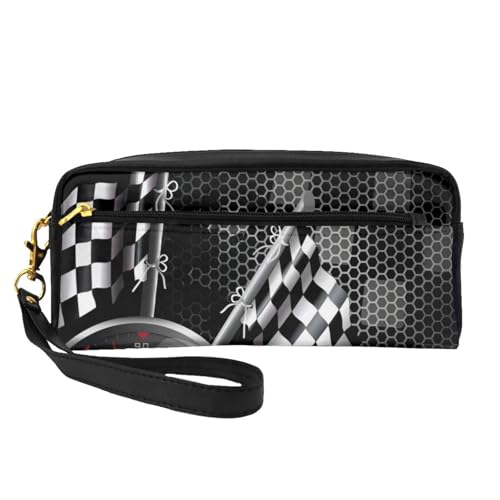 QGWDYYJQ Kleine Make-up-Tasche mit niedlichem Beagle-Motiv, echtes Leder, Karierte Flagge Racing, Einheitsgröße QGWDYYJQ Kleine Make-up-Tasche mit niedlichem Beagle-Motiv, echtes Leder, Karierte Flagge Racing, Einheitsgröße von QGWDYYJQ