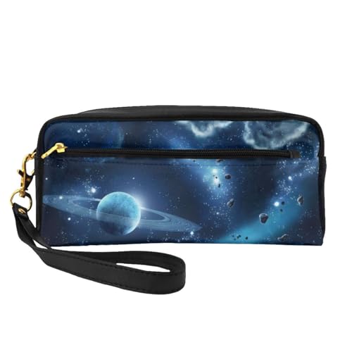 QGWDYYJQ Kleine Make-up-Tasche mit rosa Rosen-Motiv, echtes Leder, Mond, Sterne und Planeten, Einheitsgröße QGWDYYJQ Kleine Make-up-Tasche mit rosa Rosen-Motiv, echtes Leder, Mond, Sterne und Planeten, Einheitsgröße von QGWDYYJQ
