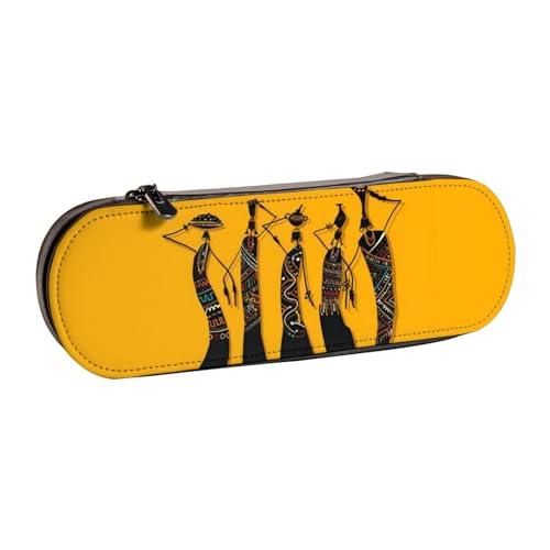 QGWDYYJQ Kreative afrikanische Kultur, bedrucktes Leder-Federmäppchen, Schreibwaren-Organizer, tragbares Federmäppchen von QGWDYYJQ