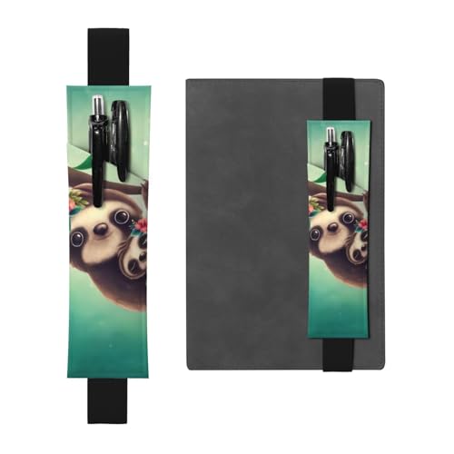QGWDYYJQ Lazy Cute Sloth Hanging The Branches Printed Leather Pen Holder Bookmark Pencil Bag, Schwarz , Einheitsgröße, Münztasche von QGWDYYJQ