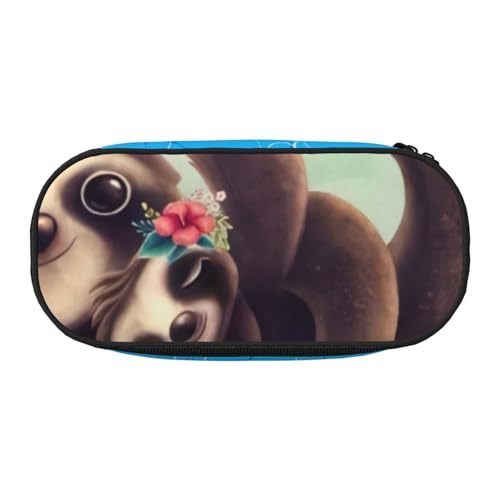 QGWDYYJQ Lazy Cute Sloth Hanging The Branches Printed Pencil Bag Stationery Organizer Portable Pencil Case, Schwarz , Einheitsgröße, Münztasche von QGWDYYJQ