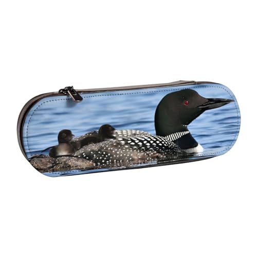 QGWDYYJQ Loon Birds Federmäppchen, bedrucktes Leder, Schreibwaren-Organizer, tragbares Federmäppchen von QGWDYYJQ