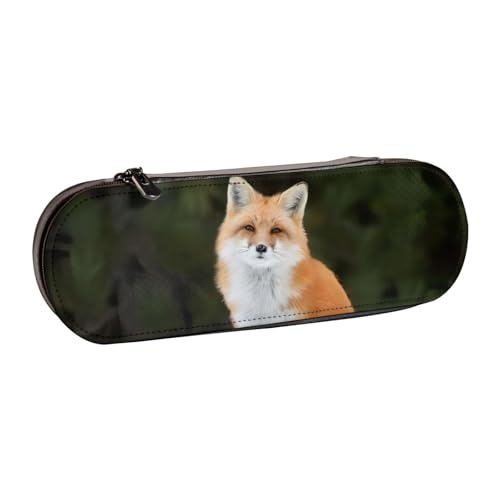 QGWDYYJQ Lustiges Federmäppchen aus Leder mit Fuchs-Motiv, Schreibwaren-Organizer, tragbares Federmäppchen von QGWDYYJQ
