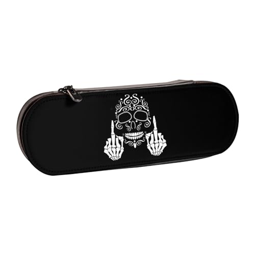 QGWDYYJQ Lustiges Federmäppchen aus Leder mit Totenkopf-Motiv, Schreibwaren-Organizer, tragbares Federmäppchen von QGWDYYJQ