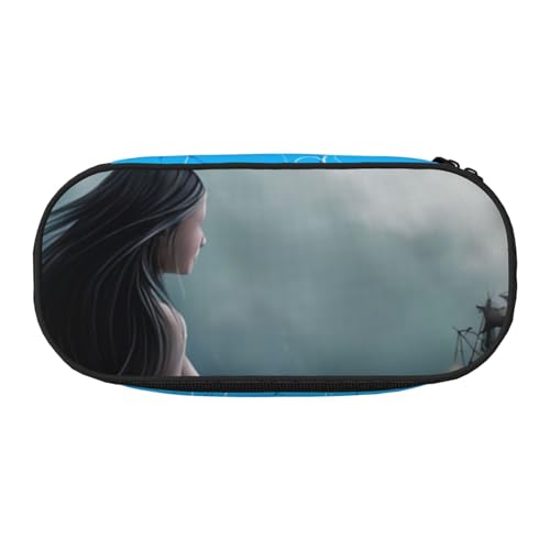 QGWDYYJQ Meerjungfrau Mädchen und Segeln auf Meer Piratenschiff Bedrucktes Federmäppchen Schreibwaren Organizer Tragbares Federmäppchen, Schwarz , Einheitsgröße, Münztasche von QGWDYYJQ