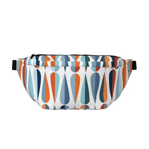 QGWDYYJQ Mid Century Modern Retro mit Tropfenformen Bedruckte Crossbody Hüfttasche Hüfttasche Reisetasche, Schwarz , Einheitsgröße von QGWDYYJQ