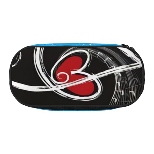 QGWDYYJQ Musik-Symbole Liebe bedrucktes Federmäppchen Schreibwaren-Organizer, tragbares Federmäppchen, Schwarz , Einheitsgröße, Münztasche von QGWDYYJQ