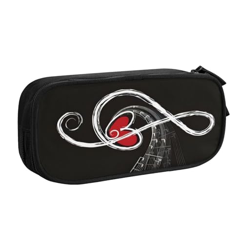 QGWDYYJQ Musik-Symbole Love bedrucktes Federmäppchen, Schreibwarenetui, tragbarer Organizer, Schwarz , Einheitsgröße, Münztasche von QGWDYYJQ