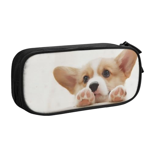 QGWDYYJQ Niedliches Corgi bedrucktes Federmäppchen, Schreibwarenetui, tragbarer Organizer, Schwarz , Einheitsgröße, Münztasche von QGWDYYJQ