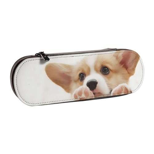 QGWDYYJQ Niedliches Corgi bedrucktes Leder-Federmäppchen, Schreibwaren-Organizer, tragbares Federmäppchen von QGWDYYJQ