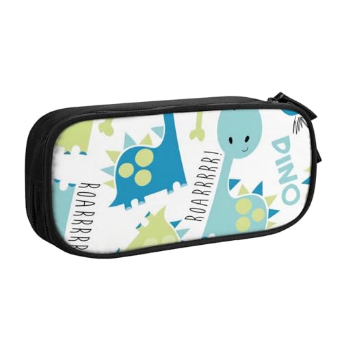 QGWDYYJQ Niedliches Dinosaurier-bedrucktes Federmäppchen, Schreibwaren-Etui, tragbarer Organizer, Schwarz , Einheitsgröße, Münztasche von QGWDYYJQ