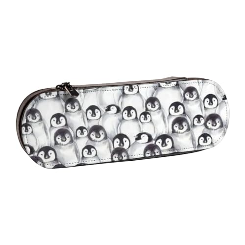 QGWDYYJQ Niedliches Federmäppchen aus Leder mit Pinguin-Skizze bedruckt, Schreibwaren-Organizer, tragbares Federmäppchen von QGWDYYJQ