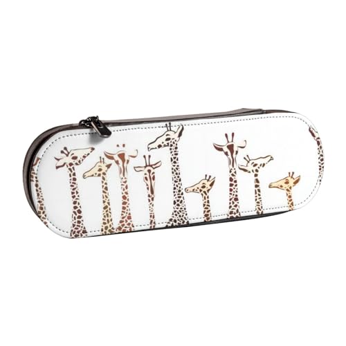 QGWDYYJQ Niedliches Federmäppchen aus Leder mit wildem Cartoon-Giraffen-Motiv, Schreibwaren-Organizer, tragbares Federmäppchen von QGWDYYJQ