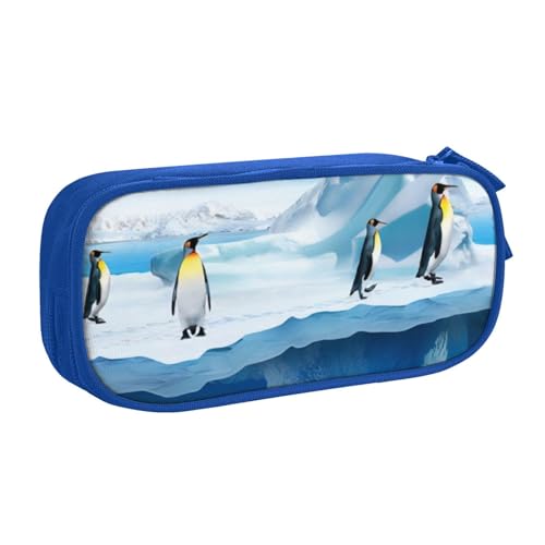 QGWDYYJQ Penguins On The Iceberg Bedrucktes Federmäppchen, Schreibwarenetui, tragbarer Organizer, blau, Einheitsgröße, Münztasche von QGWDYYJQ