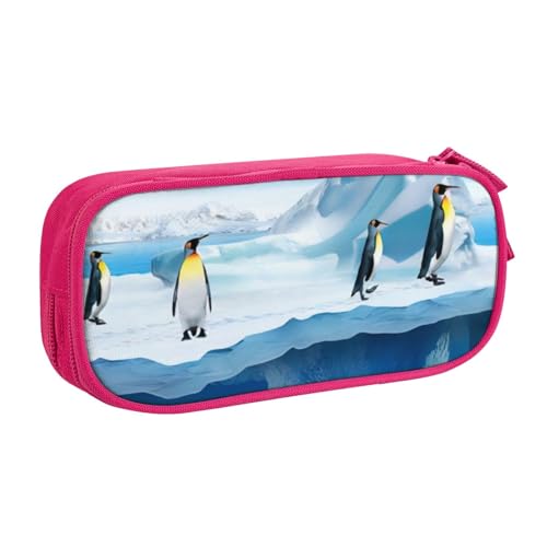 QGWDYYJQ Penguins On The Iceberg Bedrucktes Federmäppchen, Schreibwarenetui, tragbarer Organizer, rose, Einheitsgröße, Münztasche von QGWDYYJQ