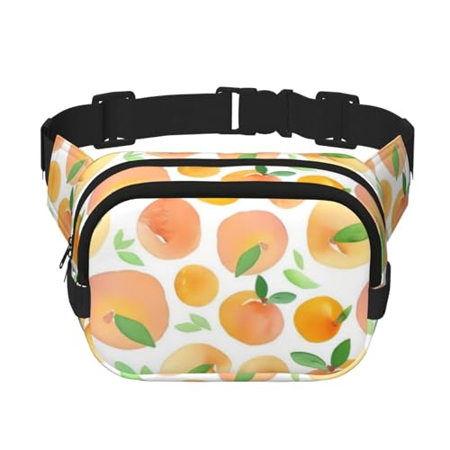 QGWDYYJQ Pfirsich-bedruckte quadratische doppellagige Hüfttasche Hüfttasche Reisetasche, Schwarz , Einheitsgröße von QGWDYYJQ