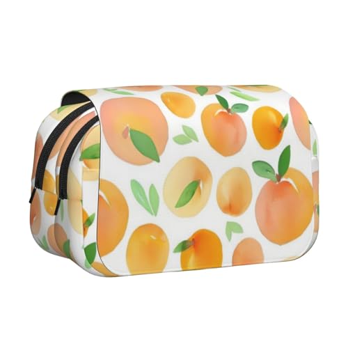 QGWDYYJQ Pfirsichbedrucktes doppeltes Klappetui Schreibwarenetui Tragbarer Organizer, Schwarz , Einheitsgröße, Münztasche von QGWDYYJQ